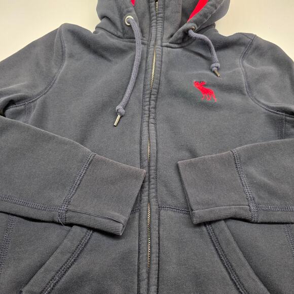 VTG Abercrombie & Fitch Full Zip Hoodie Moose Logo Jacket Women Small - Picture 7 of 11